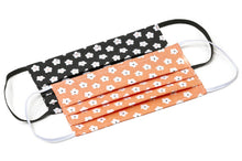 Load image into Gallery viewer, Orange and black flower pleated cloth face coverings