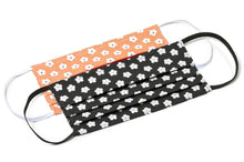 Load image into Gallery viewer, Orange and black flower pleated cloth face masks