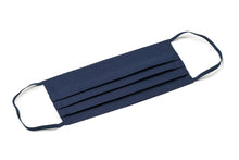 Load image into Gallery viewer, Navy blue handmade pleated cloth face mask