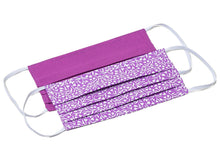 Load image into Gallery viewer, Purple with white flowers pleated cloth face masks