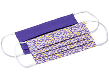 Load image into Gallery viewer, Purple with white daisy flower pleated cloth face masks