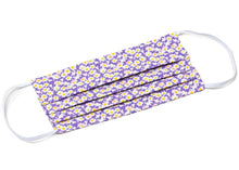 Load image into Gallery viewer, Purple with white daisy flower pleated cloth face masks