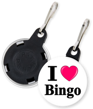 Load image into Gallery viewer, I Love Bingo Button Zipper Pull