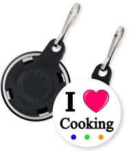 Load image into Gallery viewer, I Love Cooking Button Zipper Pull
