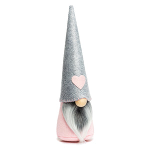 Joyful Gnomes Felt and Fabric Pink and Gray Heart Gnomes