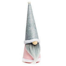 Load image into Gallery viewer, Joyful Pink & Gray Santa Claus Gnome