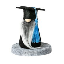 Load image into Gallery viewer, Joyful Gnomes fabric graduation gnome with light blue tassel
