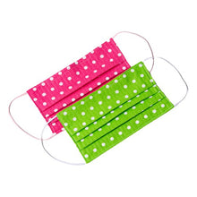 Load image into Gallery viewer, Pink green white polka-dot handmade cloth face masks
