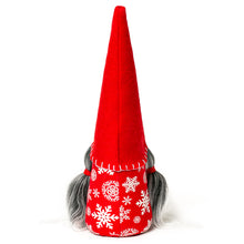 Load image into Gallery viewer, Winter holiday snowflake Christmas fabric gnome with red hat