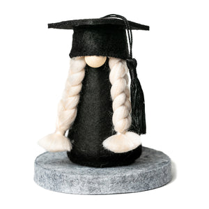 Joyful Gnomes fabric graduation gnome with black tassel
