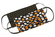 Load image into Gallery viewer, Halloween handmade cloth face masks with polka-dots and pumpkins