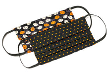Load image into Gallery viewer, Halloween handmade cloth face masks with polka-dots and pumpkins