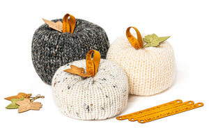 hand knitted fabric fall pumpkins
