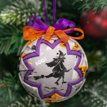 Load image into Gallery viewer, Handmade quilted fabric Halloween witch ornament
