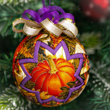 Load image into Gallery viewer, Handmade quilted fabric Fall pumpkin ornament
