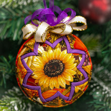 Load image into Gallery viewer, Handmade quilted fabric Fall sunflower ornament