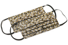 Load image into Gallery viewer, Black and gold posh handmade pleated cloth face masks