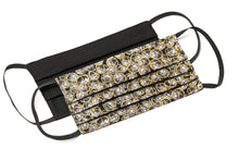 Load image into Gallery viewer, Black and gold posh handmade pleated cotton face masks