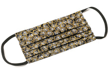 Load image into Gallery viewer, Black and gold posh handmade pleated cloth face covering
