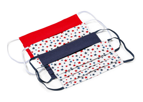 Red White and Blue Stars Patriotic Handmade Cloth Face Masks by Joyful Gnomes