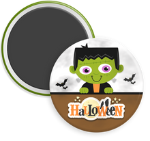 Load image into Gallery viewer, Frankenstein Halloween Button Magnet
