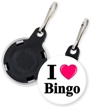 Load image into Gallery viewer, I Love Bingo Button Zipper Pull

