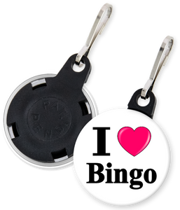 I Love Bingo Button Zipper Pull