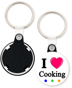 I Love Cooking Button Keyring