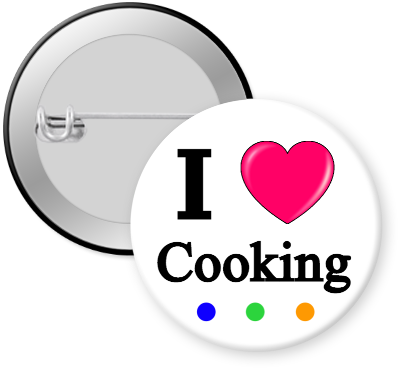 I Love Cooking Button Pin