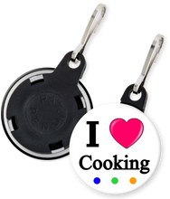 Load image into Gallery viewer, I Love Cooking Button Zipper Pull
