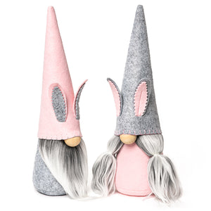 Pink and Gray Easter Bunny Fabric Gnomes