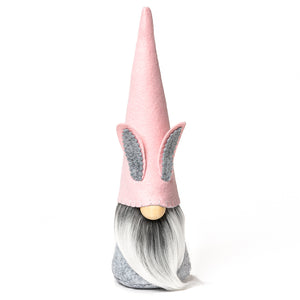Pink and Gray Easter Bunny Gnome