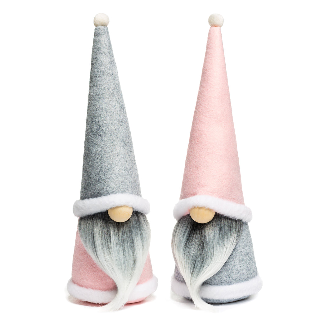 Joyful Pink & Gray Santa Claus Gnome