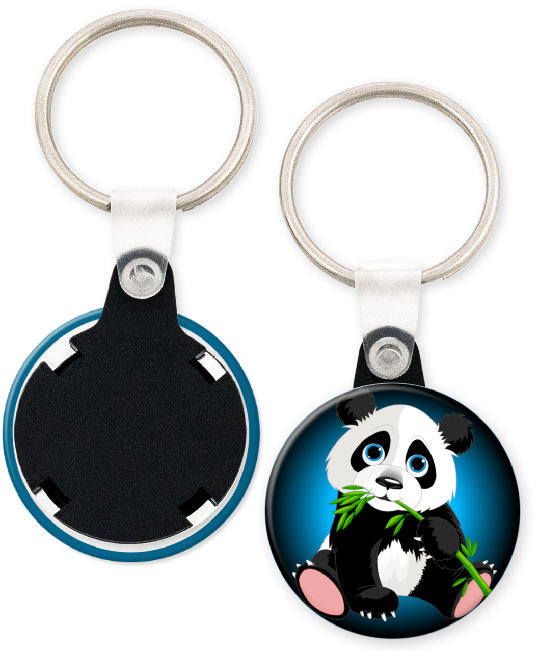 Panda Bear Button Keyring Keychain