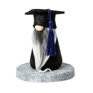 Joyful Gnomes fabric graduation gnome with dark blue tassel