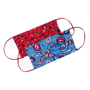 American Red White and Blue Patriotic Handmade Cloth Face Mask by Joyful Gnomes