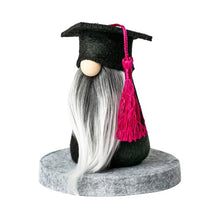Load image into Gallery viewer, Joyful Gnomes fabric graduation gnome with raspberry tassel
