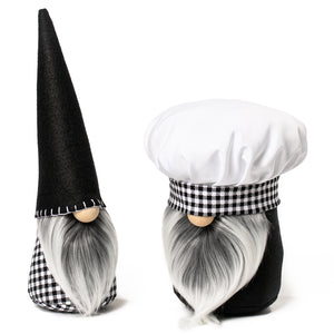 Kitchen Chef Nordic Gnomes in black and white for home decor