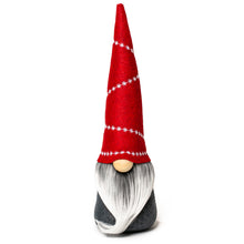 Load image into Gallery viewer, Christmas holiday fabric gnome with red hat and gray beard
