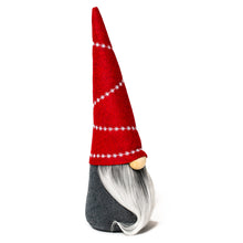 Load image into Gallery viewer, Christmas holiday fabric gnome with red hat and gray beard
