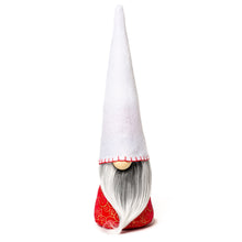 Load image into Gallery viewer, Christmas holiday fabric Gnome with white hat and gray beard
