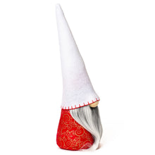 Load image into Gallery viewer, Christmas holiday fabric Gnome with white hat and gray beard
