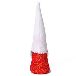 Christmas holiday fabric Gnome with white hat and gray beard