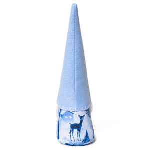 Christmas holiday fabric gnome blue hat with deer