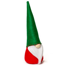 Load image into Gallery viewer, Handmade Christmas fabric gnome with green hat
