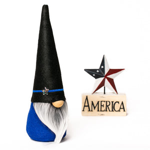 Thin blue line police lives matter fabric gnome
