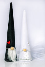 Load image into Gallery viewer, Joyful Gnomes Bride and Groom Black and White Felt Gnomes
