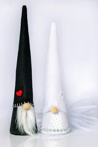 Joyful Gnomes Bride and Groom Black and White Felt Gnomes