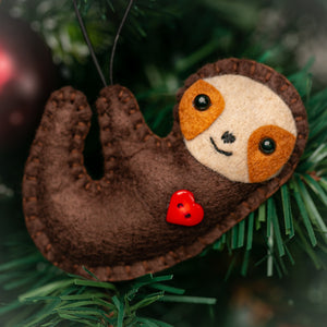 Adorable Handmade Brown Sloth Ornament