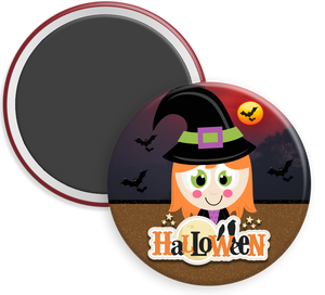 Witch halloween button magnet